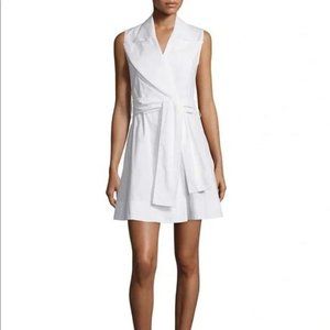 MM6 Maison Margiela White Cotton Lapel Fit and Flare Sleeveless Wrap Dress 42/6